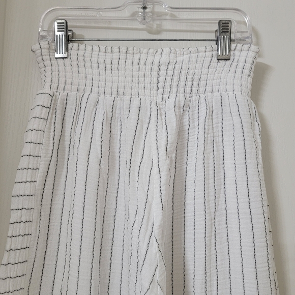 Joie (Size M) Striped Pattern Gauze High Smocked Waistband Wide Leg Pants - Picture 5 of 15